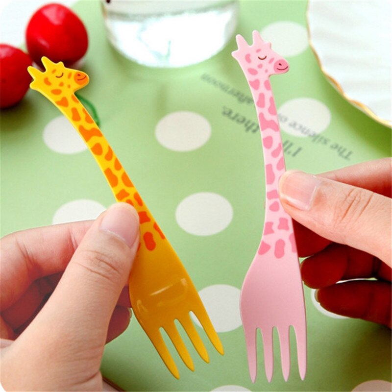 12 Stck Kreative Giraffe Obst Gabel einstellen Salat Gabeln Kuchen Obst wählt Party Dekoration Besteck