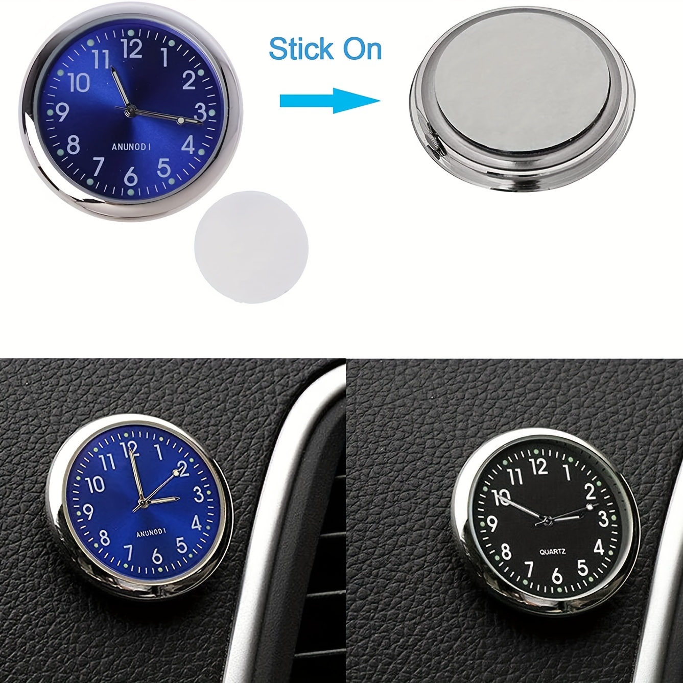 1pc glühen Dekorative Uhr Auto Uhr Mini Quarz Analog Auto Armaturenbrett Zeit Stock-an Uhr Uhr für Auto dekoration Exklusiv