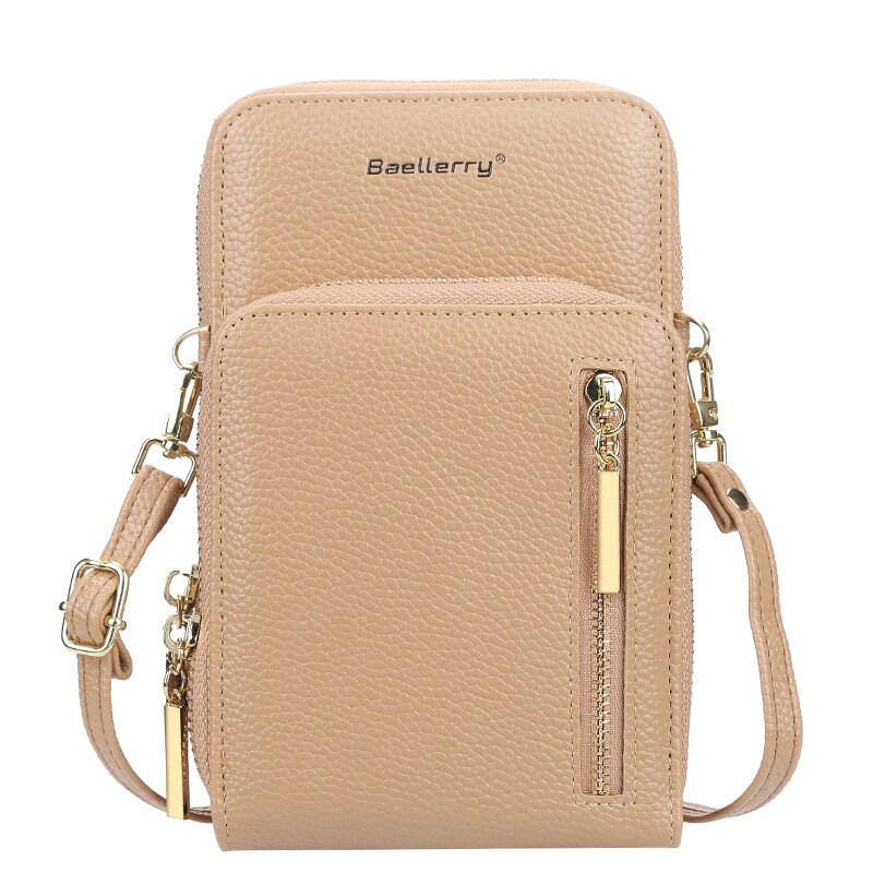 Crossbody mobiltelefon skulderveske mobiltelefon veske daglig bruk kortholder mini sommer skulderveske for kvinner lommebok: Khaki