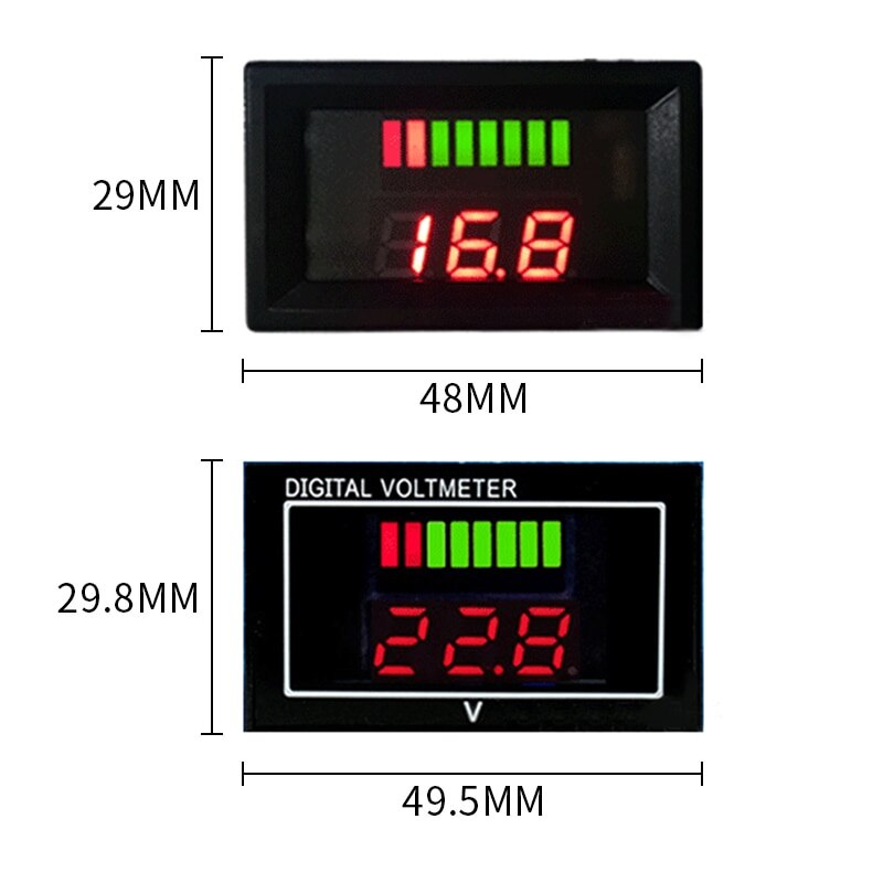 LCD Battery Capacity Monitor Gauge Meter 6V12V24V36V48V60V Battery Statu-s Indicator with 0.56in Display