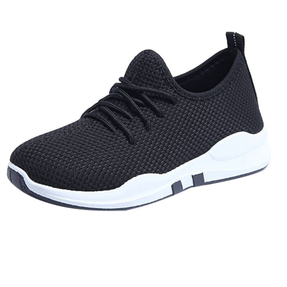 Women Running Trainers Solids Lace Up Flat Comfy Fitness Gym Sports Shoes Casual Shoes Running Shoes sports Adulto#: Black / 6.5