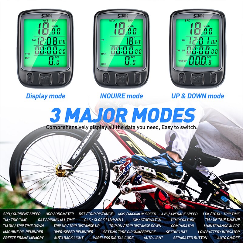 Waterproof Bicycle Speedometer Meter Computer Backlight Bike Speedometer Odometer Display Speedometer Suitable for Cycling