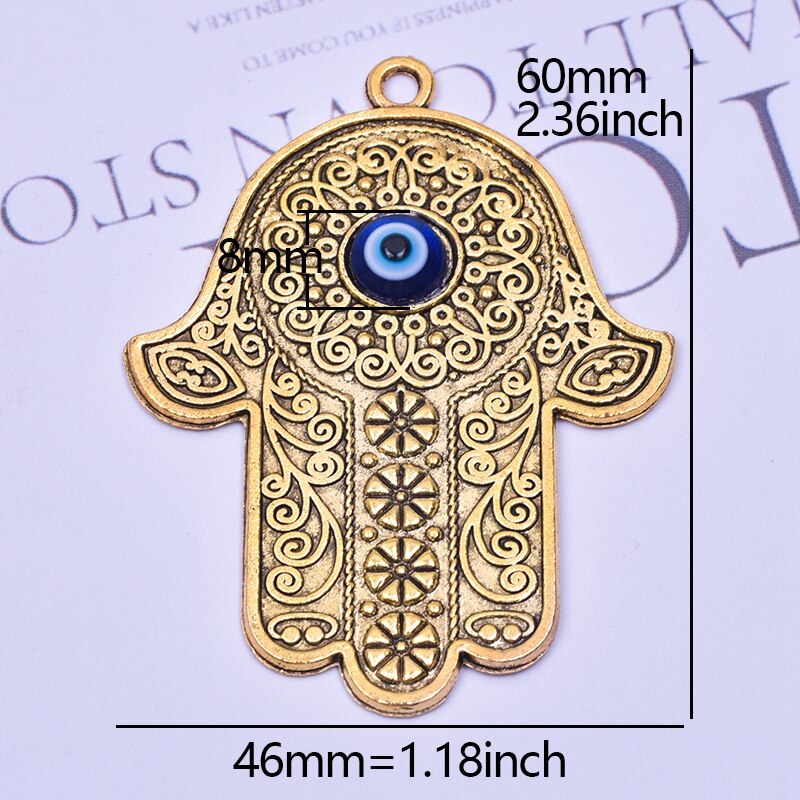 5Pcs/lot Bohemia Hand of Fatima Hamsa Charms Turkish Evil Eye Pendant for Women Necklace Earring DIY Jewelry Accessories: 24319