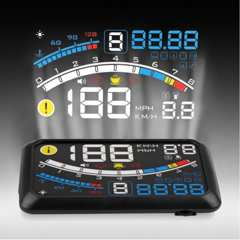 5.5 "auto HUD Head Up Display OBD2 Port Tachometer Projektor Geschwindigkeit Warnung Gauge 4-bühne MPH Geschwindigkeit Warnen OBD2 Interface Windshie