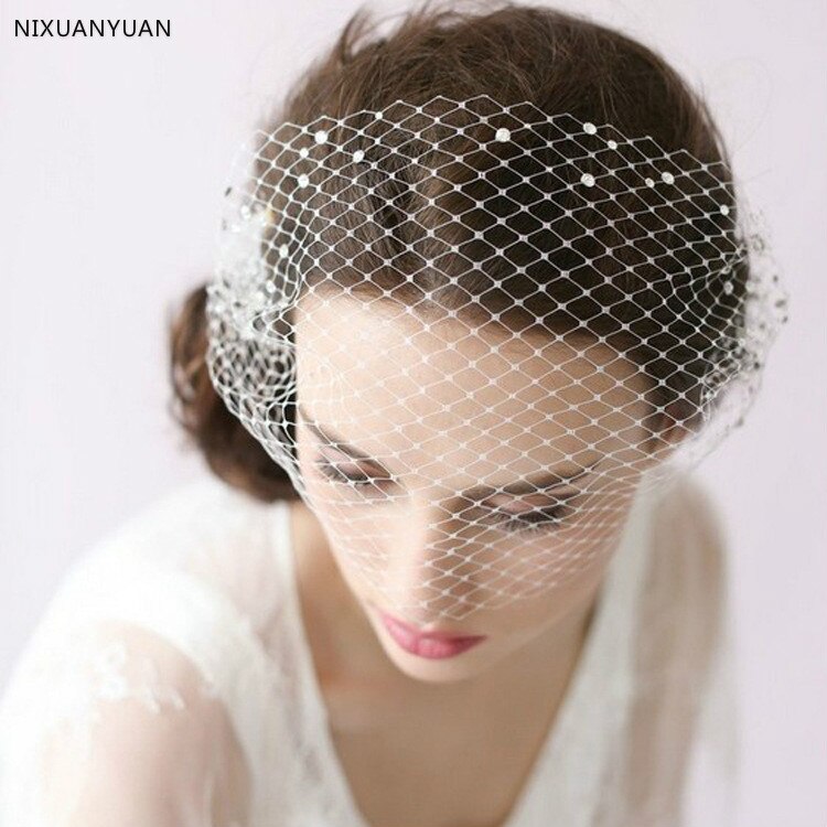 Sombrero de novia Vintage, Accesorios nupciales para el cabello de boda, flor, tul, velo de rejilla, diadema, velo de la cabeza,