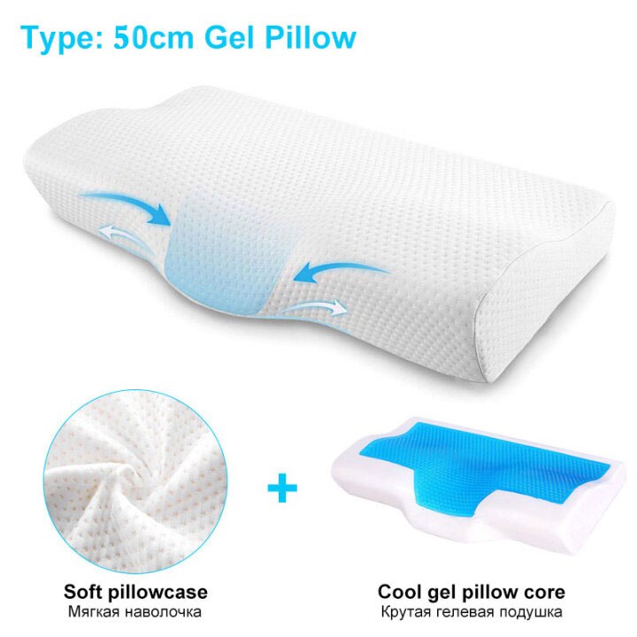 Orthopedische Gel Kussen Memory Foam 60X35Cm Zachte Zomer Ice-Cool Trage Rebound Slaap Kussen Met Kussensloop gezondheidszorg Nekkussen: 50x30cm