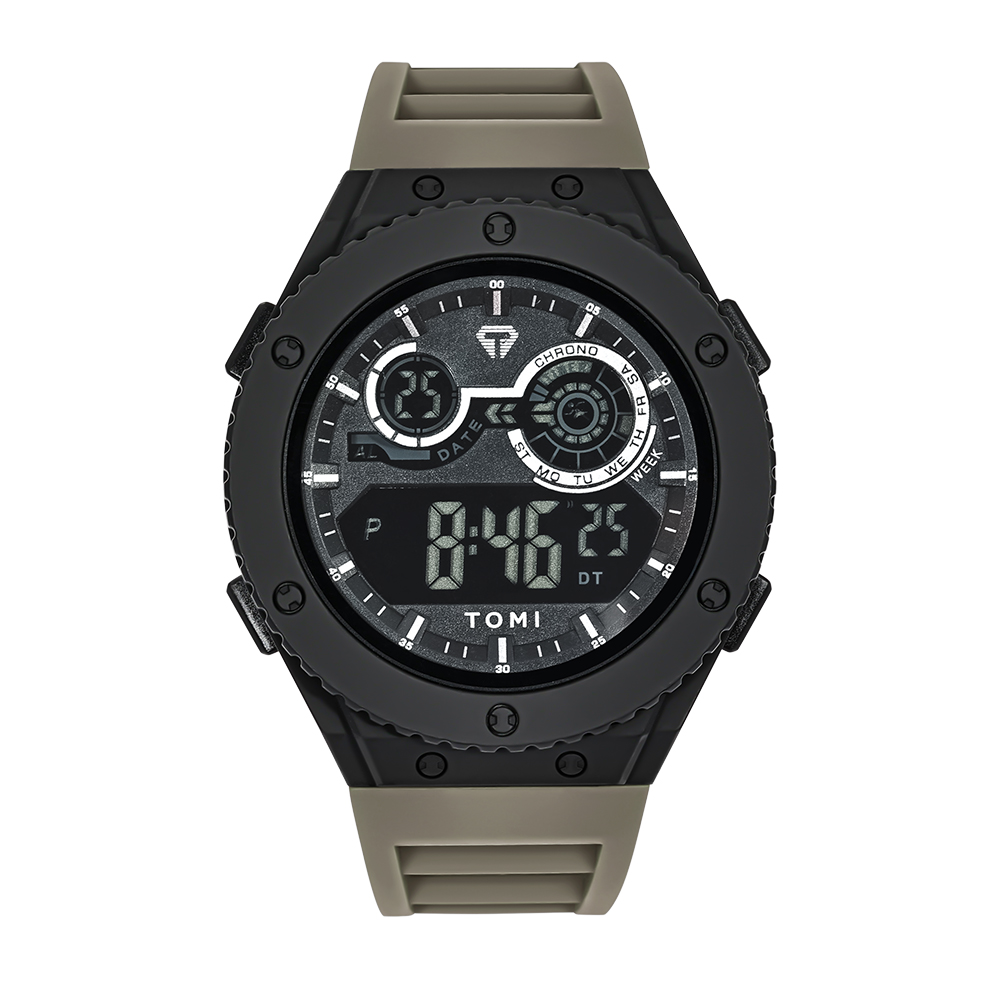 TOMI-reloj Digital luminoso LED para hombre, minimalista, resistente al agua hasta 30M, deportivo, con fecha, electrónico para estudiantes: Caqui
