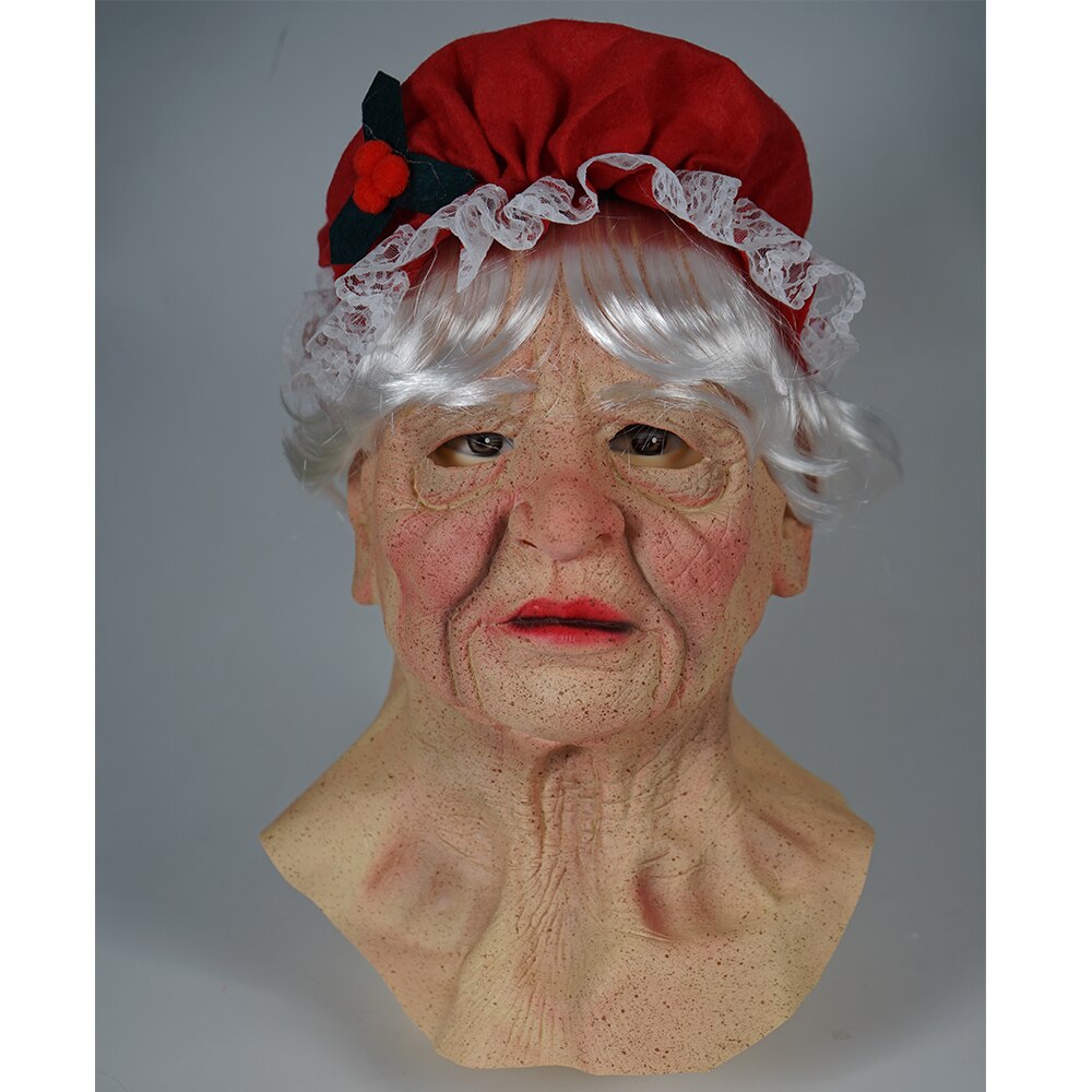 Eraspooky Realistic Skin Mrs Claus Santa Claus Cosplay Mask Christmas Grandma Full Face Latex 7377