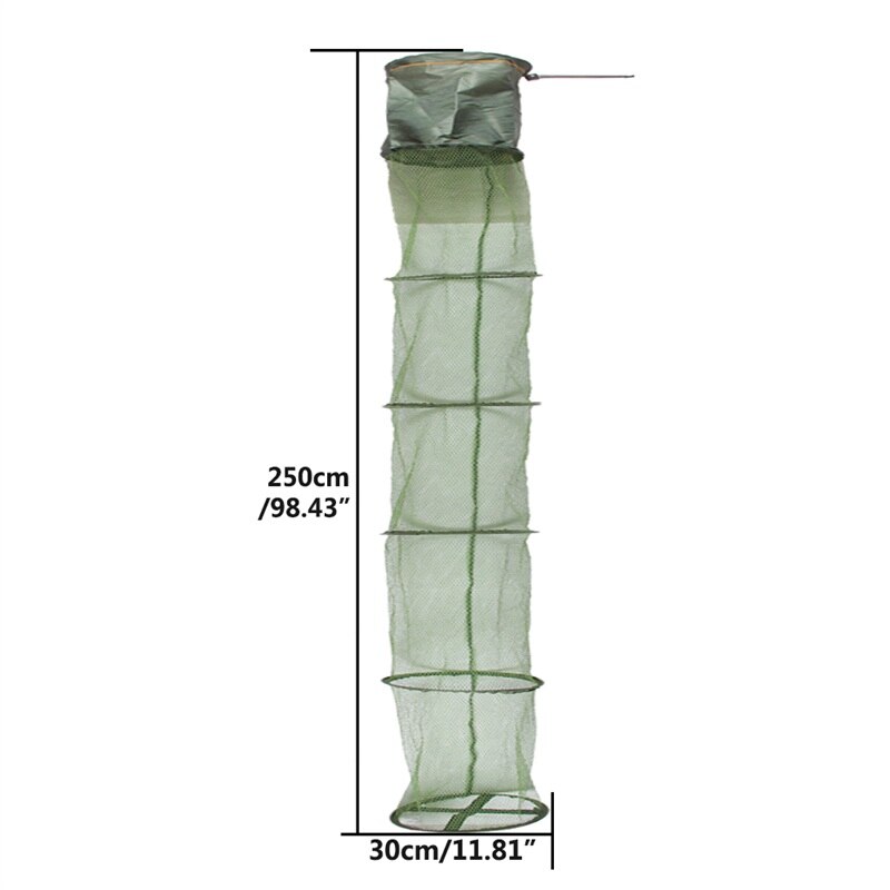 6 Sizes Fish Trap Foldable Fish Cage Fishing Net Small Large Mesh Nets Collapsible Keeping Network Durable HT49-0020: 30X250