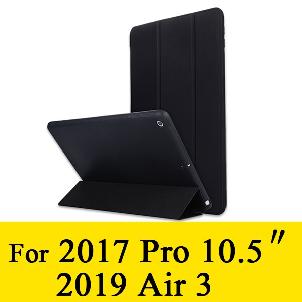 Rovtop Case Cover For iPad 9.7 Air 2 Air 1 Pro 10.5 Case Silicone Soft Leather Smart Case Cover for Generation Funda: Cool Black Pro 10.5