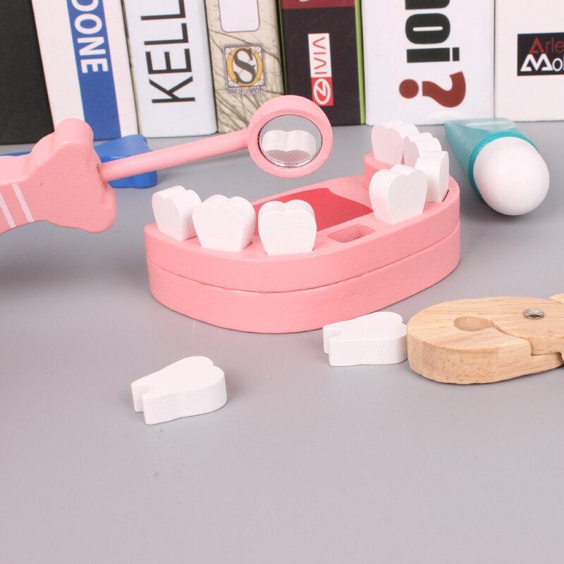 6 stk / sæt tandpleje læge børn pædagogisk træ baby legetøj til piger sjovt spil det virkelige liv simulation læge foregive
