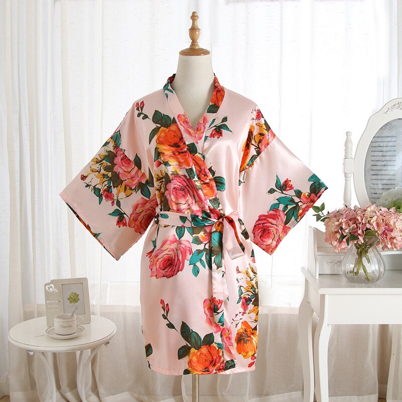 Bata de satén de seda para mujer, ropa de dormir tradicional china de talla grande