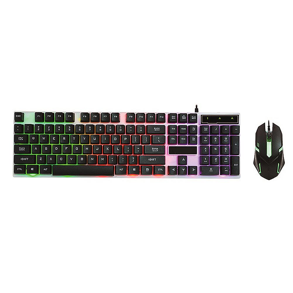 Gaming Keyboard And Mouse Wired Keyboard With Backlight Keyboard 1000dpi Rainbow Glowing Gaming Keyboards For Tablet Desktop: Default Title