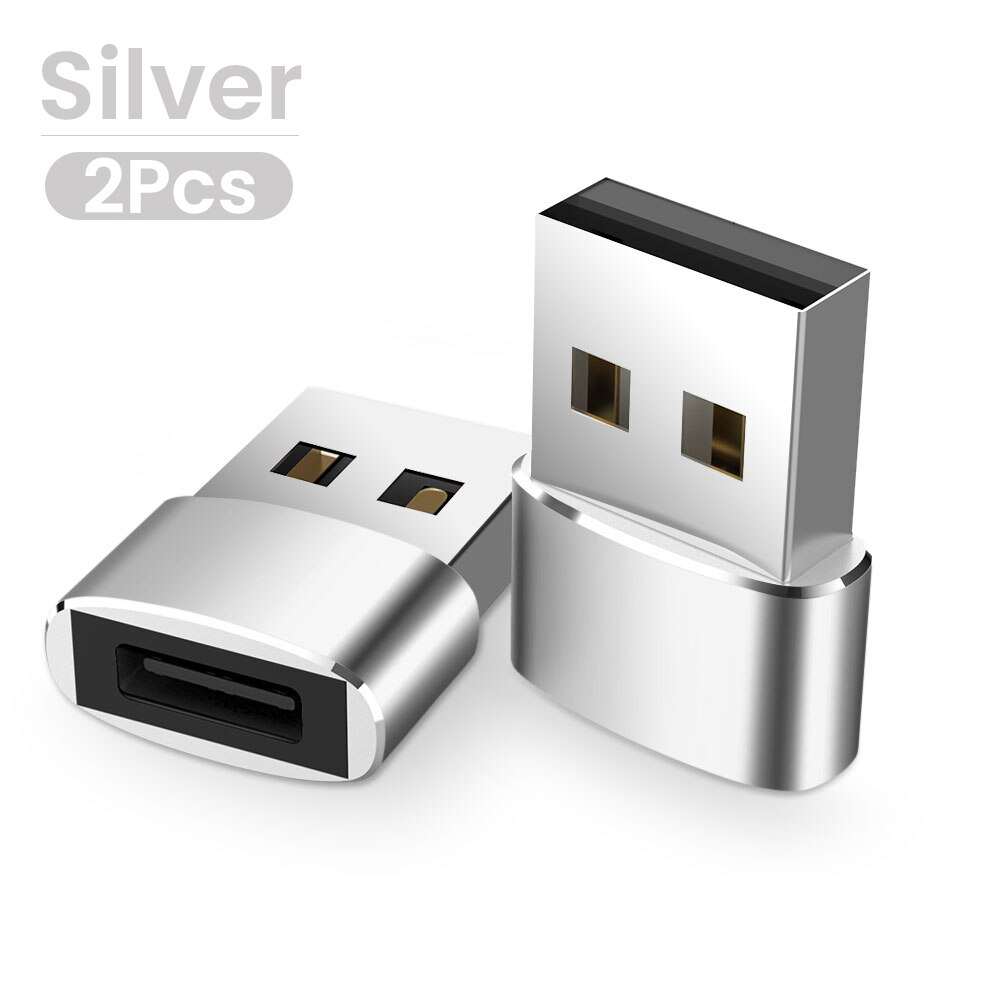 Robotsky USB Stecker auf USB Typ C Weibliche OTG Adapter Konverter Typ-c Kabel Adapter Für Nexus 5x6p Oneplus 3 2 USB-C Daten Ladegerät: 2PCS SILVER