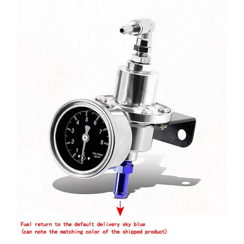Universal Adjustable Fuel Pressure Regulator Kit with Gauge for Car: Silver