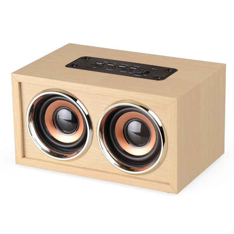 W4 Bluetooth Speaker Draadloze Dual Speaker Multi-Functie Kaart Computer Houten Audio: Yellow wood grain