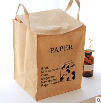 Fabric Living goods storage box Foldable natural Jute Linen Washing Clothes Laundry Basket Bag Hamper Storage: C