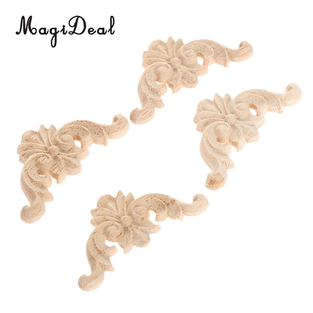 3D Hout Gesneden Hoek Onlay Meubilair Home Decoratie Kozijn Spiegel Frame Wood Craft Unpainted Applique