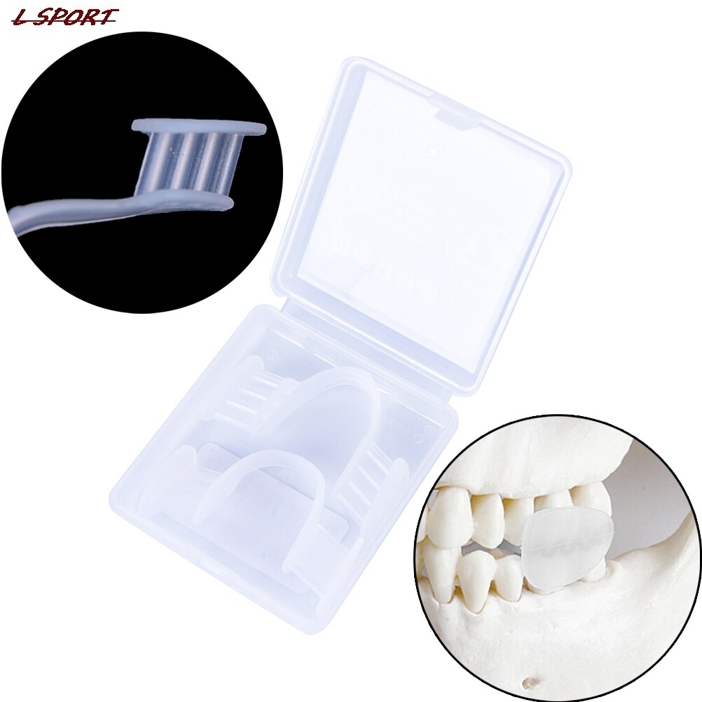 2Pcs Stop Tanden Slijpen Tand Balde Dental Mond Guard Voorkomen Nacht Bruxisme Spalk Slaap Steun Elimineert Met Case Box