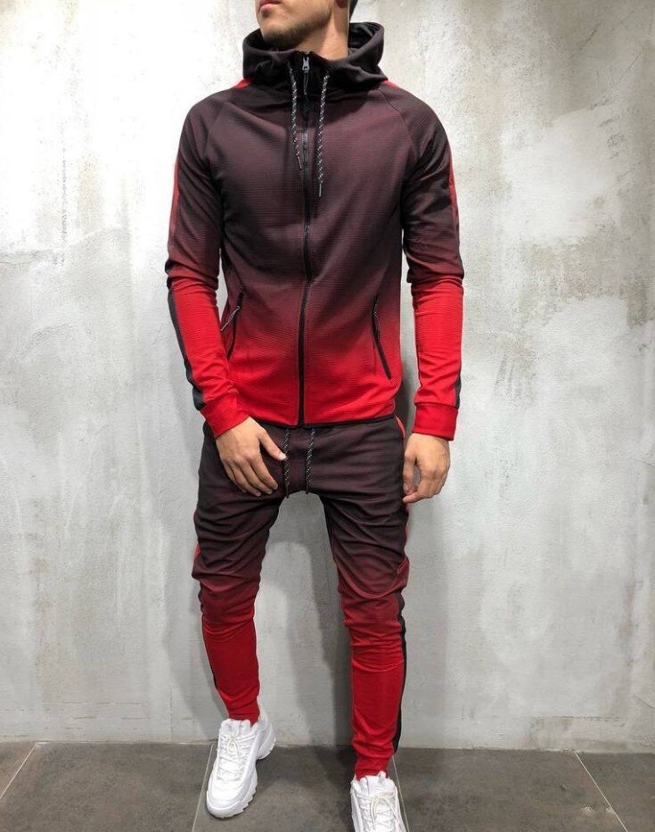 Ensemble de survêtement pour hommes homme Jogging costume décontracté Colorblock rayure Sweat costumes gris vêtements de sport printemps automne hommes ensembles vêtements de sport