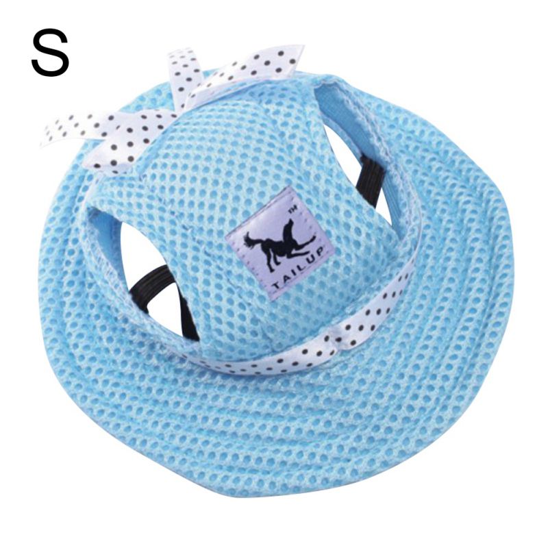 Casquette pour chien, en tissu d'été pour animaux de compagnie, en toile, chapeau de soleil respirant, en toile pour petit chien: Bleu / S