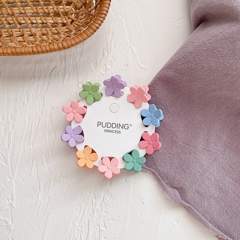 10PCS/Set Girls Cartoon Colorful Flower Mini Hair Claws Kids Sweet Hairpins Children Hair Accessories Cute Hair Clip