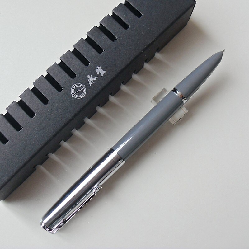 Yong Sheng 601 0.5mm Fine Nib Vacumatic Fountain Pen Metal+ABS Body Silver Cap: gray
