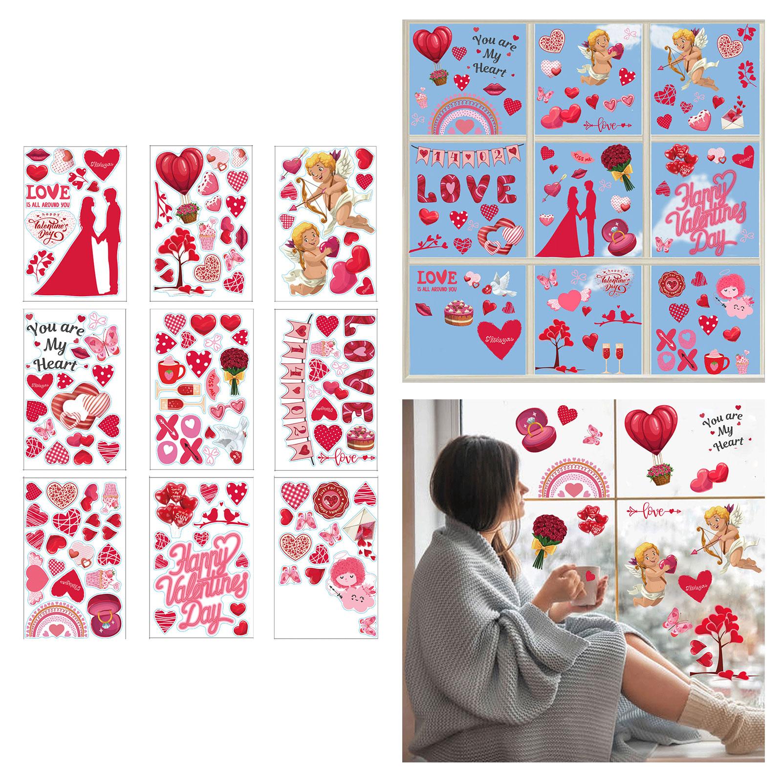 Pvc Valentijnsdag Raam Kleeft Stickers Hart Liefde Letters Broodjes Ects Decoraties 20X30Cm Decals