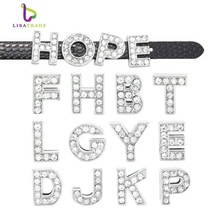 130pcs 8mm Volledige Rhinestone Engels Alfabet A-Z DIY Slide letters. slide brief. Charm fit Armband/polsbandje LSSL01 * 130