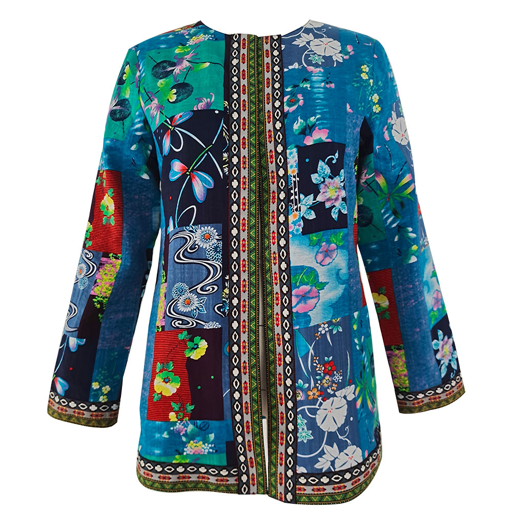 6XL chaqueta abrigo de de las mujeres de otoño e invierno de etnia Floral manga larga chaqueta de abrigo suelto ropa Chic superior