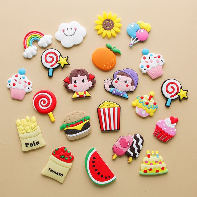 3D Cartoon Fridge Magnets PVC Food Refrigerator Magnetic Sticker Set Home Decor Fridge Magnetic Stickers Kids: M 21pcs