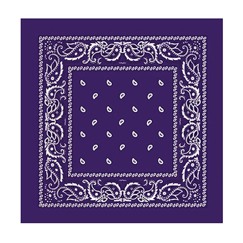 Hiphop katoenen bandana vierkante sjaal 55cm*55cm zwarte rode paisley hoofdband bedrukt voor dames/heren/jongens/meisjes kledingaccessoires: Paars