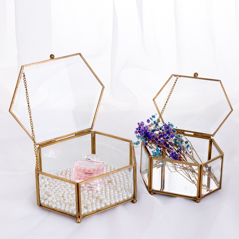 Transparent Jewelry Glass Box Wedding Ring Locket Home Ornaments Container