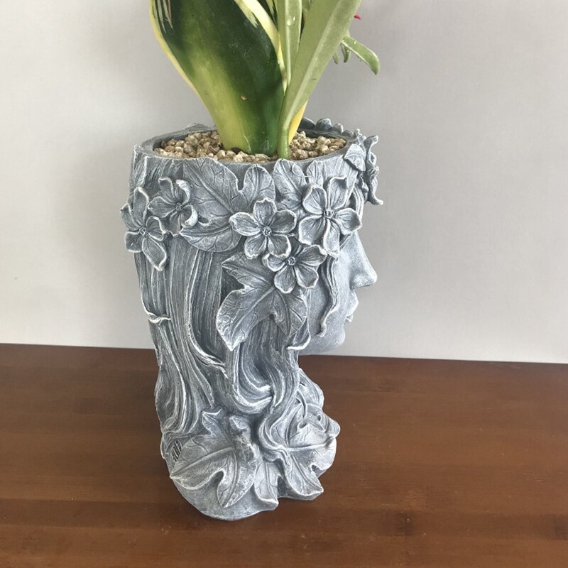 Retro Godin Standbeeld Succulent Bloempot, Lady Gezicht Planter Met Drainage Gat, Portret Sculptuur Art Plant Bloem Pot