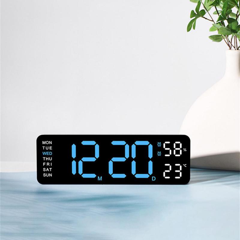 LED-Digital-Wanduhr, großes Anzeige, batteriebetriebener Wecker mit Temperatur, Datum, Woche, Schreibtisch und Wanduhr, Часы Espero