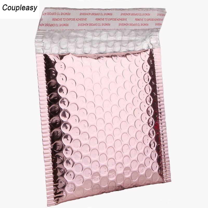 10Pcs 5 Sizes Rose Gold Bubble Mailers Stationery Envelope Self Seal Envelopes with Bubble Waterproof Courier Bag