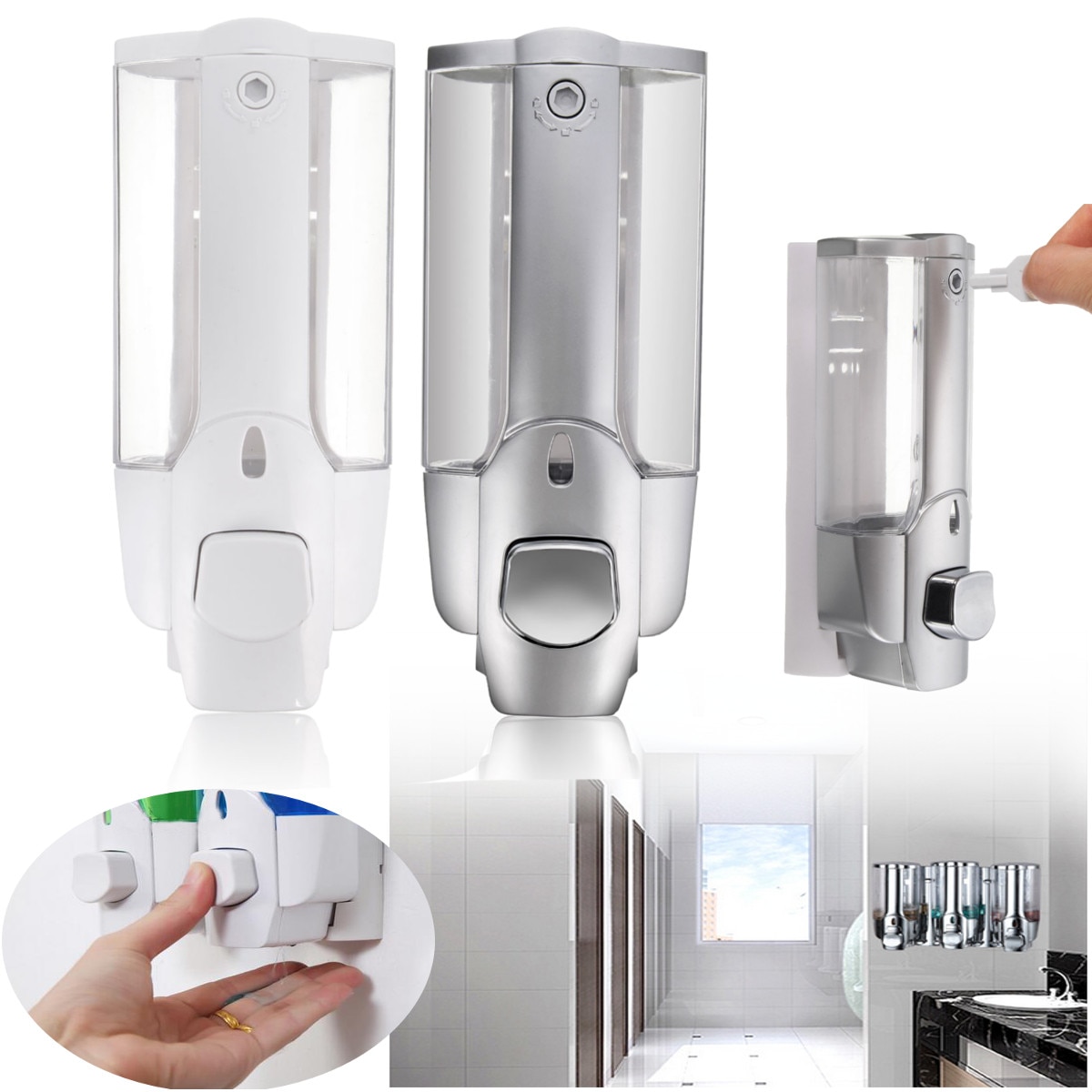 Liquid Soap Dispenser Wall Mount 350ml Bathroom Accessories Plastic Detergent Shampoo Dispensers Kitchen Soap Bottle