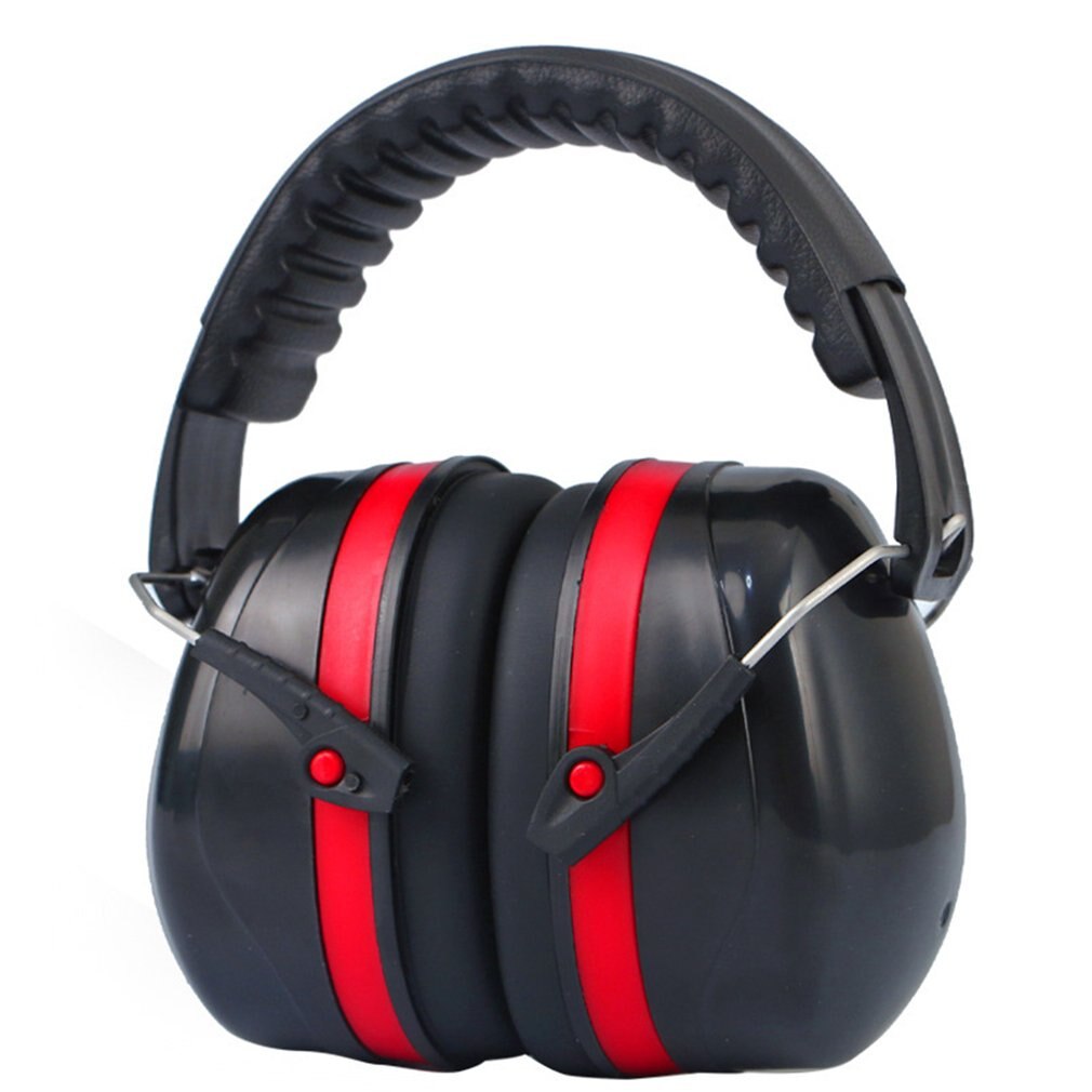 Styrke lydisolerede høreværn mod støj mod hovedtelefoner, der skyder søvnlæring, dæmpede ørebeskyttere, trommehovedtelefoner: Sort rød