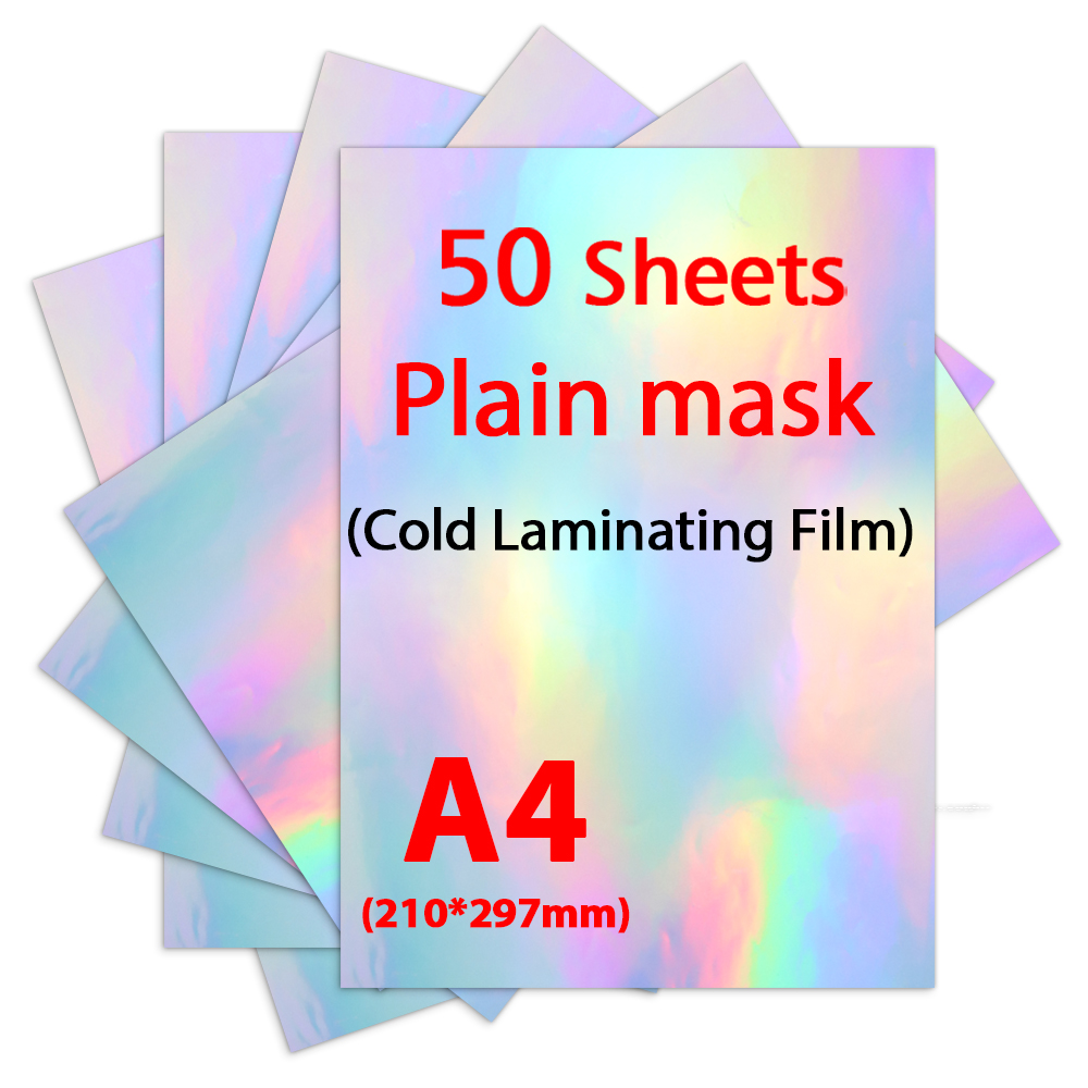 100 Sheets Self Transparent Foil Adhesive Tape Broken Glass Cold Laminating Film On Paper Plastic DIY Package Color Card Photo: 50-Transparent Foil