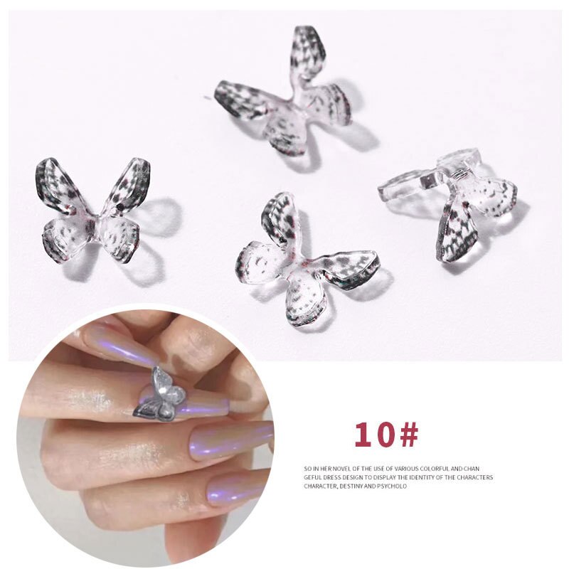 2 pcs/set 15Styles 3D Resin Butterfly Nail Art Decorations Manual Stereo Mini Manicure Butterfly DIY Rhinestones Manicure: 10