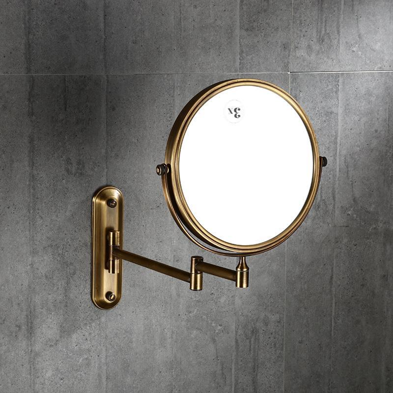 Espejo de maquillaje de Bronce Antiguo, accesorios de baño, lupa montada en la pared: Azul