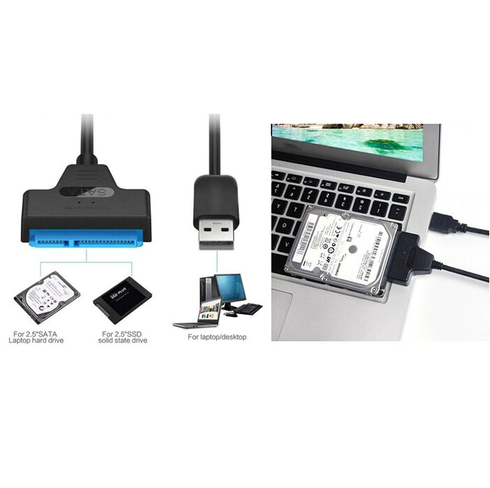 USB 2.0 To SATA 22 Pin Laptop Hard Disk Drive SSD Adapter Converter Cable