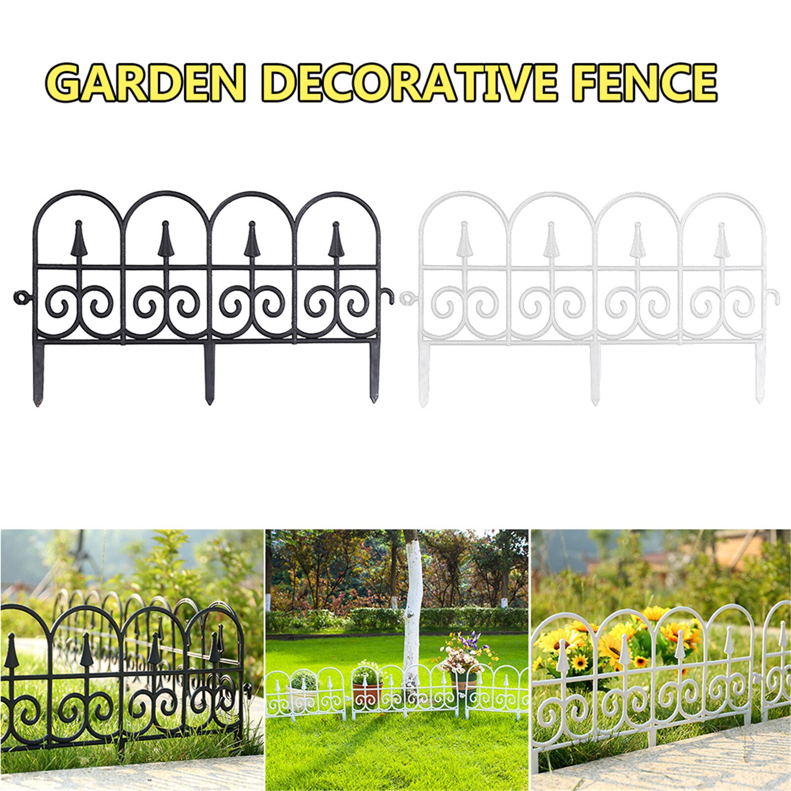 5pcs Garden Fence Plastic Fence Inserted In The Ground Fence Garden Border Edging Garden Decoration Wedding Decorative Fence
