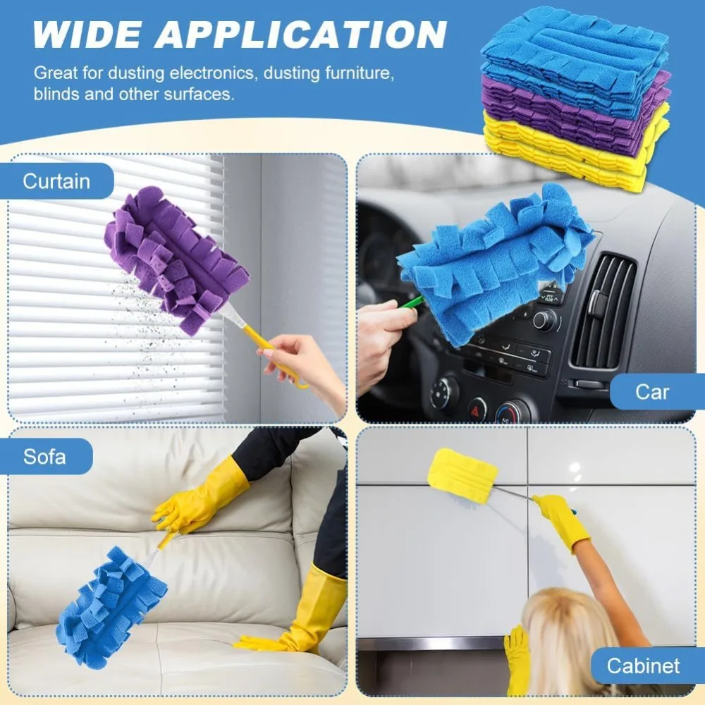 4/1PCS Staubwedel Ersatz Wiederverwendbare Faltbare Griff Faser Reinigung Staubwedel Home Office Fenster Jalousien Auto Staub Sauber werkzeuge
