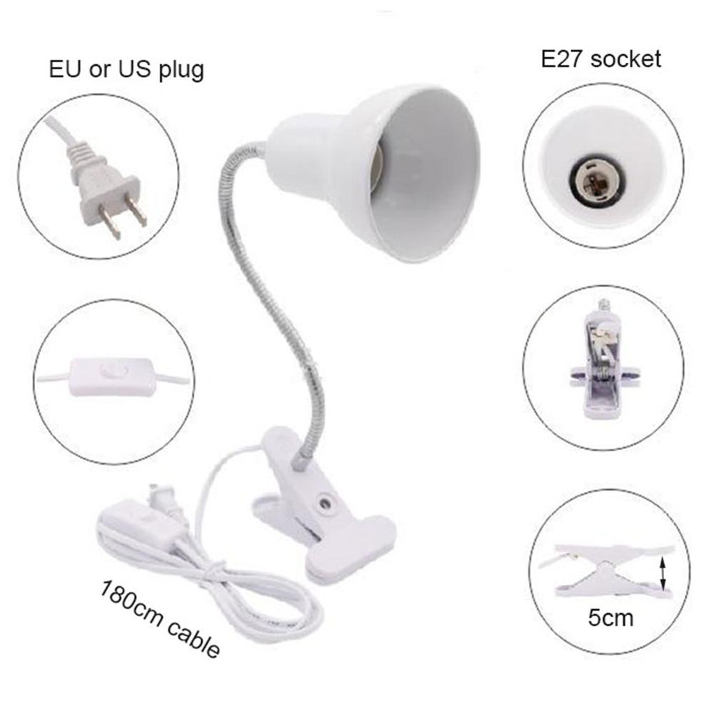 Lampa biurkowa z podstawą zaciskową i regulowaną gęsią szyją, wtyczka EU nas w lampce z klipsem robić lampki robić czytania w łóżku/szufladzie, różowa
