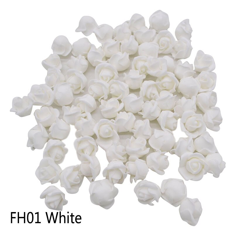 100Pcs/lot 2cm Mini Foam Rose Artificial Flower Heads DIY Craft Decorative Wreath Christmas Wedding Gif Box Decoration: FH01