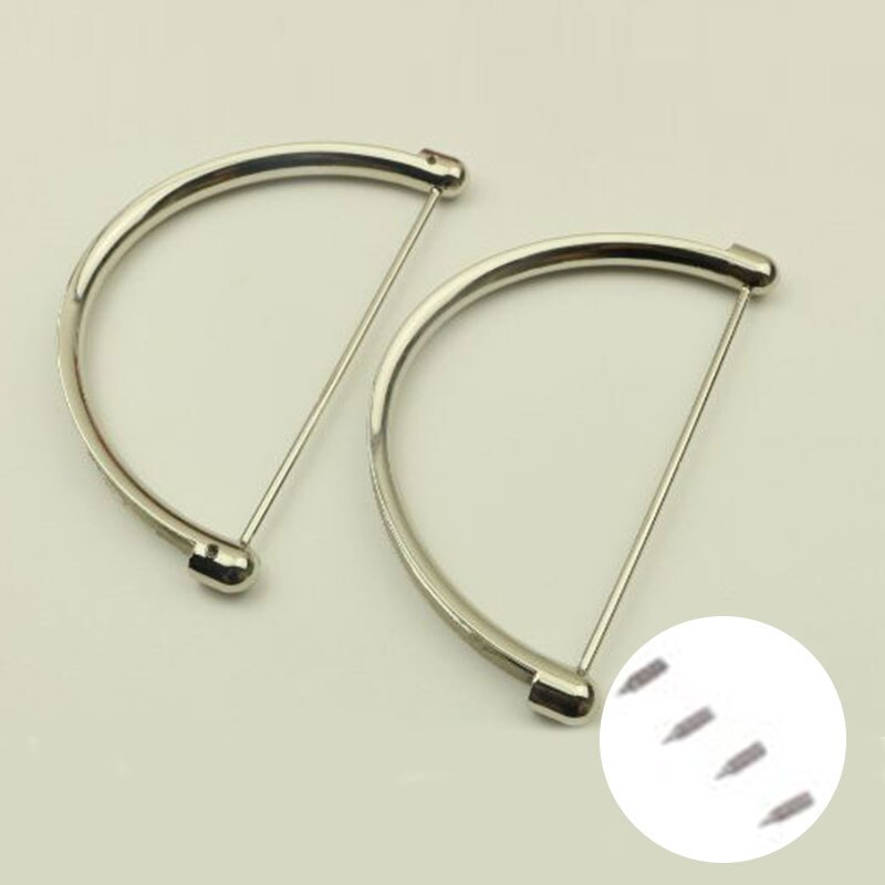 2 Pcs Vrouwen Metalen Tas Handvat Vervanging Voor Purse Bag Handtas Handvatten Diy Tas Accessoires Vrouwen Handvatten Voor Tassen: Zilver