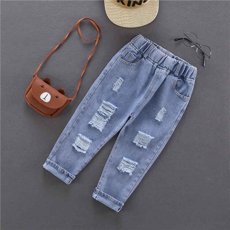 Pantalones vaqueros rotos para niños, jeans informales, holgados, rasgados, talla 90-130