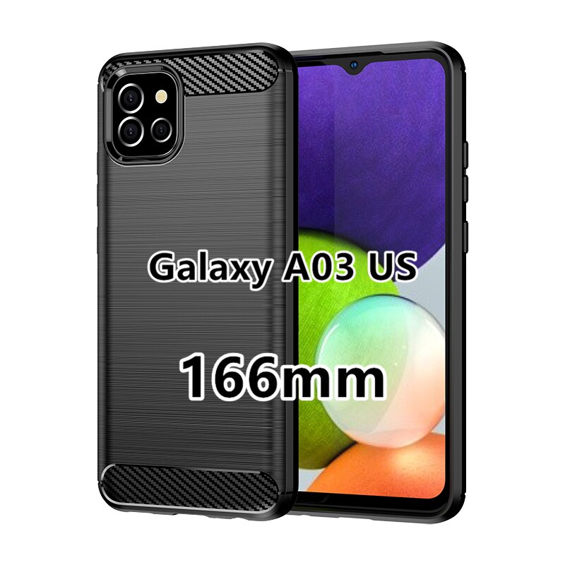 Voor Samsung Galaxy A03 Case Carbon Fiber Schokbestendig Siliconen Bumper Case Voor Samsung Galaxy A03 Cover Voor Samsung Galaxy A03: A03 US-Black