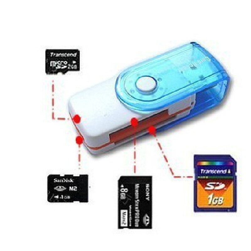 Larryjoe 4 in1 usb 2.0 high-speed multifunktions-usb-kartenleser mit  in 1 ms m2 tf, mmc, micro-sd und u-flash-speicherkartensteckplatz (farbe zufällig)